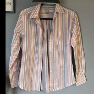 L.l. Bean 100% Cotton Striped Button Down Women’s Size XS